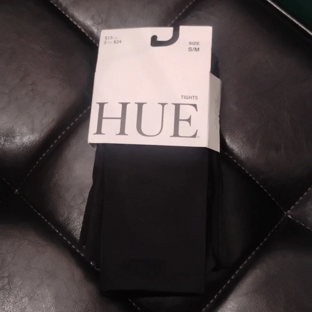 HUE Women's Luster Control Top Tights Black Size S/M NEW